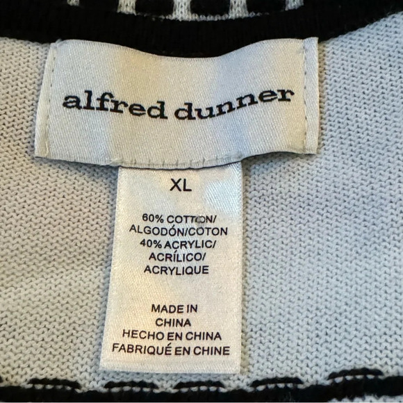Alfred Dunner XL Sweater White Red Striped 3/4 Sleeve Round Neck Cotton Blend - Picture 5 of 6
